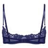 renvena Women's Sexy 1/4 Cup Lace Bra Balconette Mesh Underwired Unlined Demi Shelf Bra Daily Wear Navy Blue B Large view 2