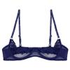 renvena Women's Sexy 1/4 Cup Lace Bra Balconette Mesh Underwired Unlined Demi Shelf Bra Daily Wear Navy Blue B Large view 4
