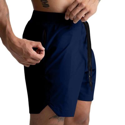 2026 Shorts for Men Side Split Solid Color Cut Out Short Pants Lightweight Loose Workout Running Jogging Pant Navy