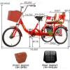 VHCLYBJU Adult Tricycle Foldable with Child seat 3 Wheel Bicycle for Ladies Tricycle with Basket with Back seat 20/24in Bikes Maximum Load 550lbs Shock Absorbing Fork Adult-Unisex (20in-1speed-red) view 3