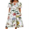 Akivide Women Casual Short Sleeve Boho Floral Print Maxi Dress with Pocket Plus Size Summer Crewneck Flowy Beach Tshirt Dress view 1