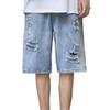 JEsilunmaMY Men's Ripped Baggy Denim Shorts Distressed Fashion Straight Denim Shorts Casual Hip Hop Short Jeans with Hole (Blue,Medium) view 1