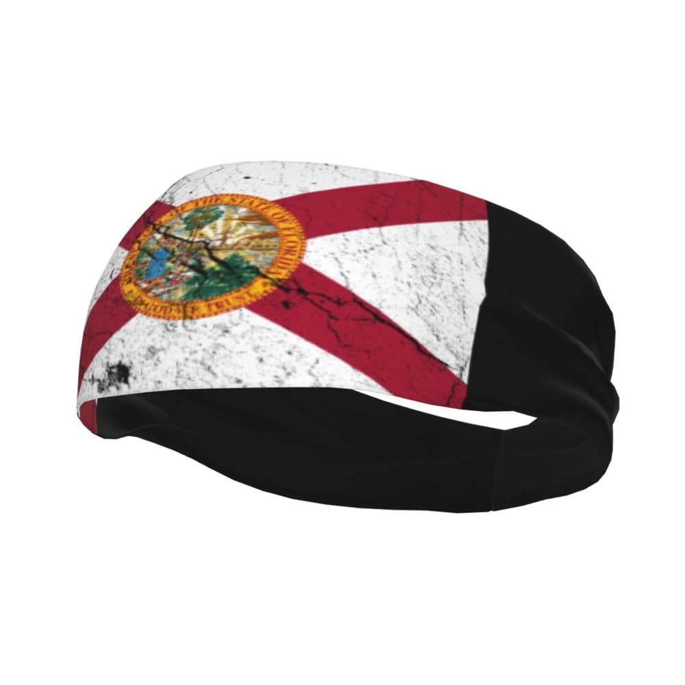 Flag of Florida Texture Effect Headbands for Women Men Breathable Sports Headband Outdoor Interior Sports Wicking Hair Ties Leisure Hair Bands