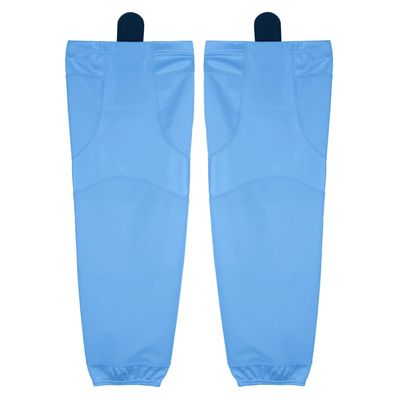 PEAR SOX Stock Polyester Pro-Mesh Ice Hockey Solid Socks for Senior, Junior Athletes - Breathable Mesh Inserts, Two Sewn-in Straps, Ergonomic Fit Elastic Ankle (Sky, Small)