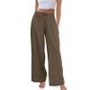 Duyang Womens Cotton Linen Palazzo Pants Drawstring Elastic Waist Casual Wide Leg Trousers with Pockets(Chestnut Brown,XL) view 1