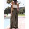 Duyang Womens Cotton Linen Palazzo Pants Drawstring Elastic Waist Casual Wide Leg Trousers with Pockets(Chestnut Brown,XL) view 2