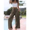 Duyang Womens Cotton Linen Palazzo Pants Drawstring Elastic Waist Casual Wide Leg Trousers with Pockets(Chestnut Brown,XL) view 4