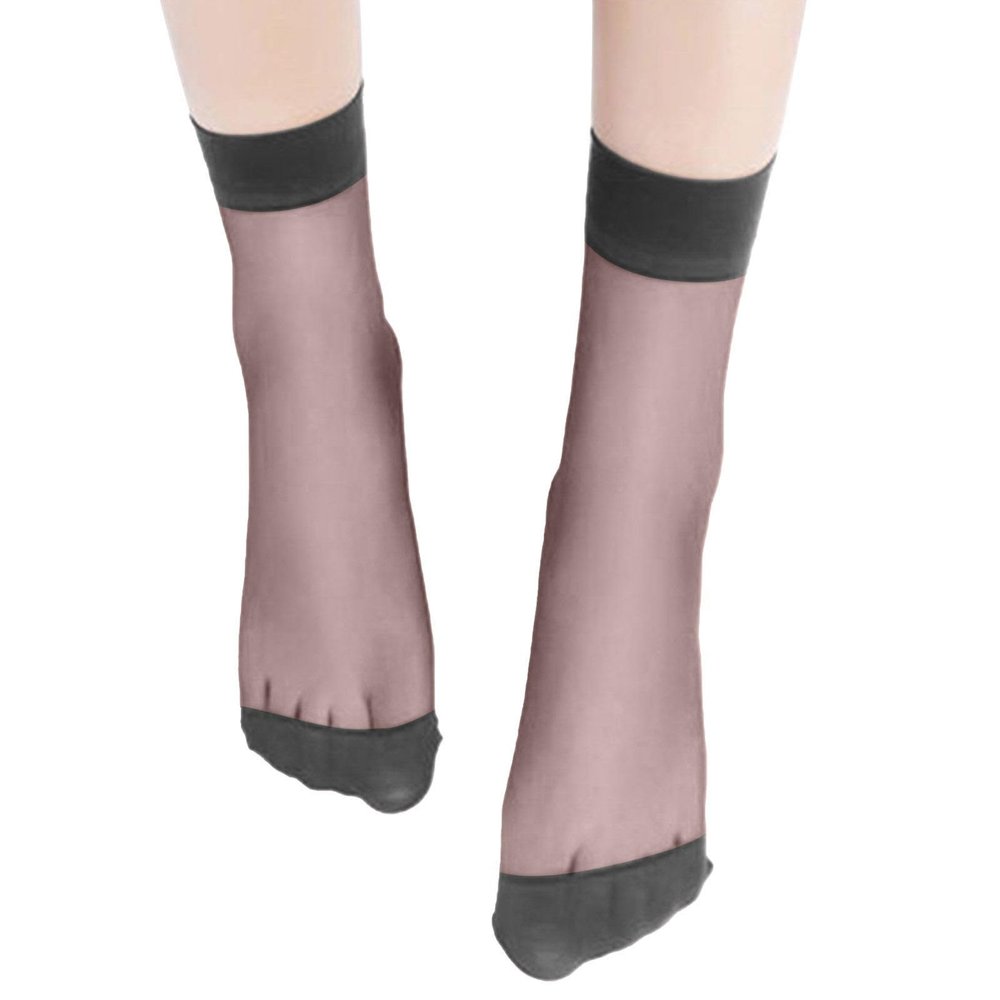 YOLAI 10 Pairs Sheer Socks Women Summer Thin Mesh Lace Ankle Socks Casual Crew Socks Black Grid One (Beige, One Size)