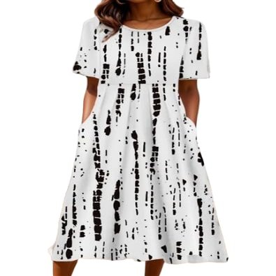 Akivide Women Casual Short Sleeve Boho Floral Print Maxi Dress with Pocket Plus Size Summer Crewneck Flowy Beach Tshirt Dress