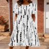 Akivide Women Casual Short Sleeve Boho Floral Print Maxi Dress with Pocket Plus Size Summer Crewneck Flowy Beach Tshirt Dress view 2