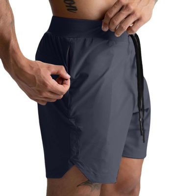 2026 Shorts for Men Side Split Solid Color Cut Out Short Pants Lightweight Loose Workout Running Jogging Pant Dark Gray