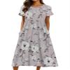 Akivide Women Casual Short Sleeve Boho Floral Print Maxi Dress with Pocket Plus Size Summer Crewneck Flowy Beach Tshirt Dress view 1