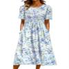 Akivide Women Casual Short Sleeve Boho Floral Print Maxi Dress with Pocket Plus Size Summer Crewneck Flowy Beach Tshirt Dress view 1