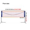 EABWLLPY Portable Badminton Net Set with Storage Bag, Stabilize Tennis Pickleball Net Stand, for Park Gym, Sturdy Structure (Size : 3.1m/10ft) view 3