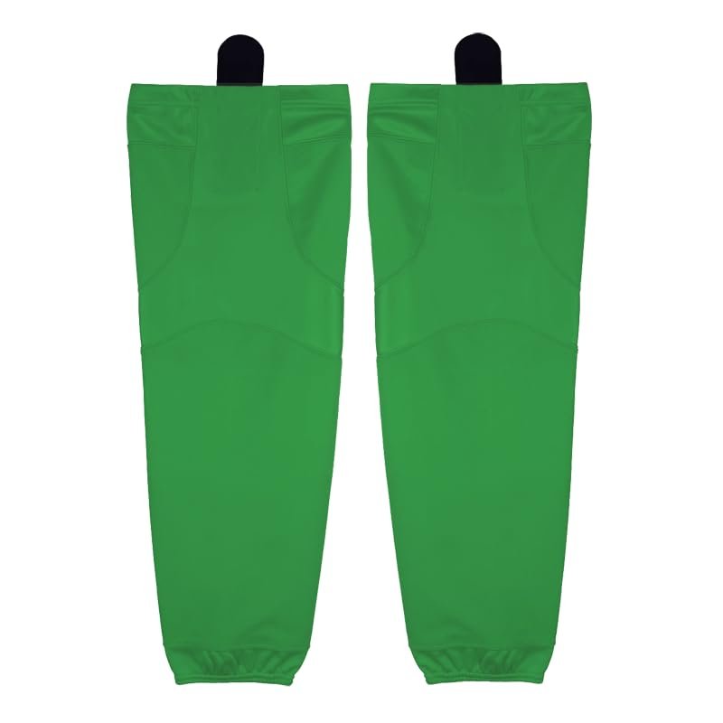 PEAR SOX Stock Polyester Pro-Mesh Ice Hockey Solid Socks for Senior, Junior Athletes - Breathable Mesh Inserts, Two Sewn-in Straps, Ergonomic Fit Elastic Ankle (Kelly, Small)