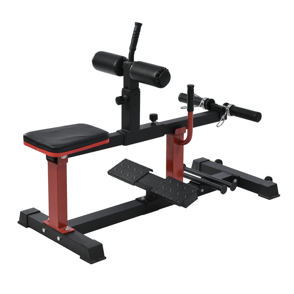 Hipicute Leg Raise Machine,Adjustable Seated Calf Machine Home Gym,Leg Training Equipment with Band Pegs,, Black & Red, MS308971AAJ