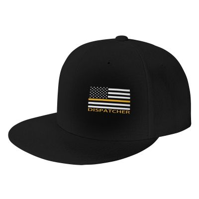 Joisbs Thin Gold Line Flag 911 Dispatcher Classic Unisex Sun Hat with Flat Brim - Adjustable and Stylish for Outdoor Adventures!