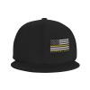 Joisbs Thin Gold Line Flag 911 Dispatcher Classic Unisex Sun Hat with Flat Brim - Adjustable and Stylish for Outdoor Adventures! view 4