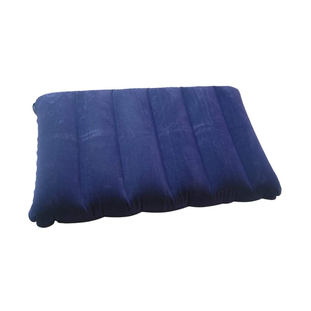 Amosfun 1pc Portable PVC Flocking Inflatable Pillow for Outdoor Travel Camping Neck Support Ergonomic Design for Driving and Journeys
