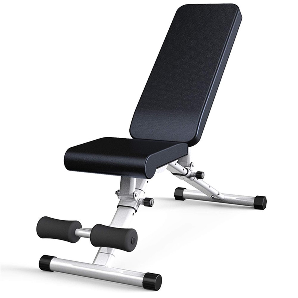 GeRRiT Folding Dumbbell Bench, Adjustable Weight Bench, Foldable Sit-ups Workout Bench, Compact Flat Board Preacher Curl for Abdomen Crunch Exercise Bench, 440lbs Capacity, White
