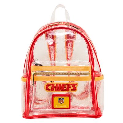 Loungefly Kansas City Chiefs Clear Mini Backpack, red/yellow