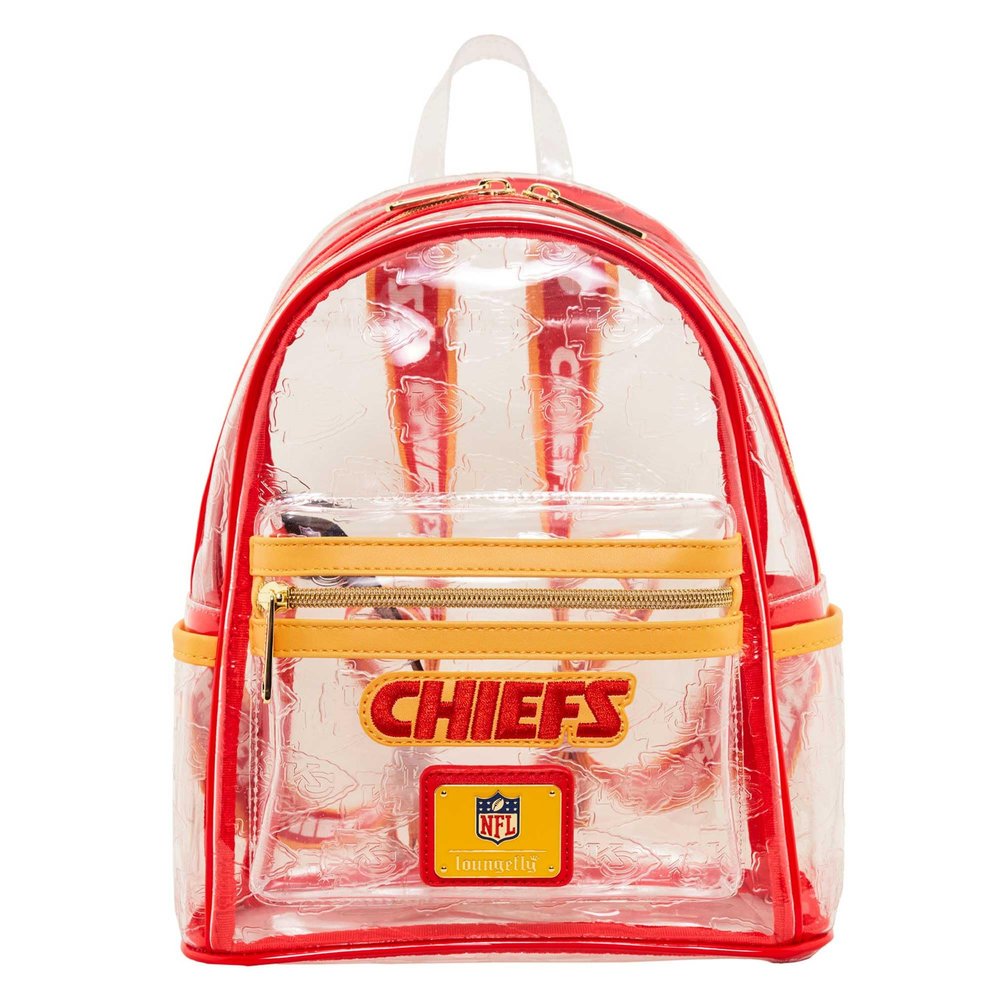 Loungefly Kansas City Chiefs Clear Mini Backpack, red/yellow