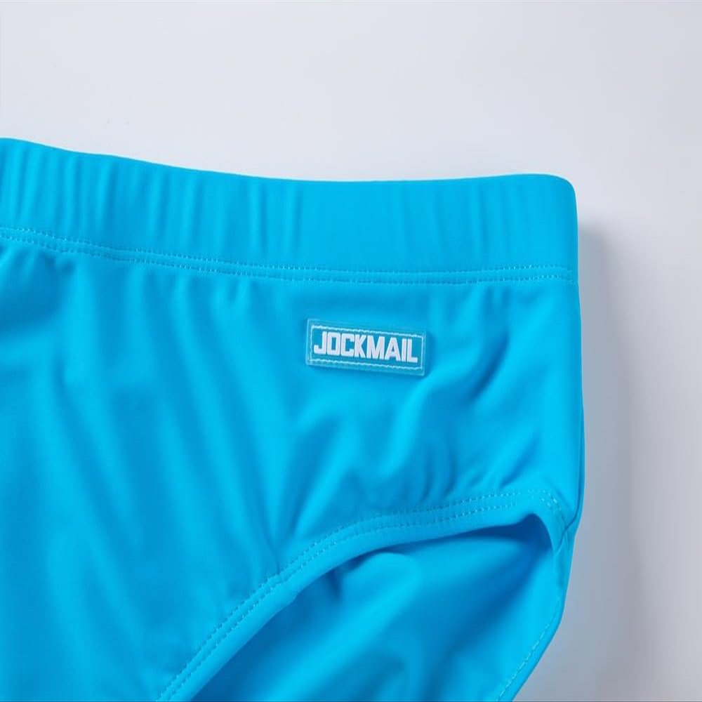 JOCKMAIL Mens Swim Briefs Underwear Rise Quick Dry Mens Beach Briefs Low (US, Alpha, Large, Regular, Regular, Blue)