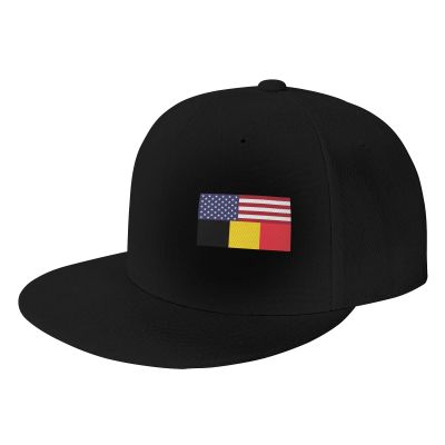 Joisbs America Belgium Friendship Flag Classic Unisex Sun Hat with Flat Brim - Adjustable and Stylish for Outdoor Adventures! Black