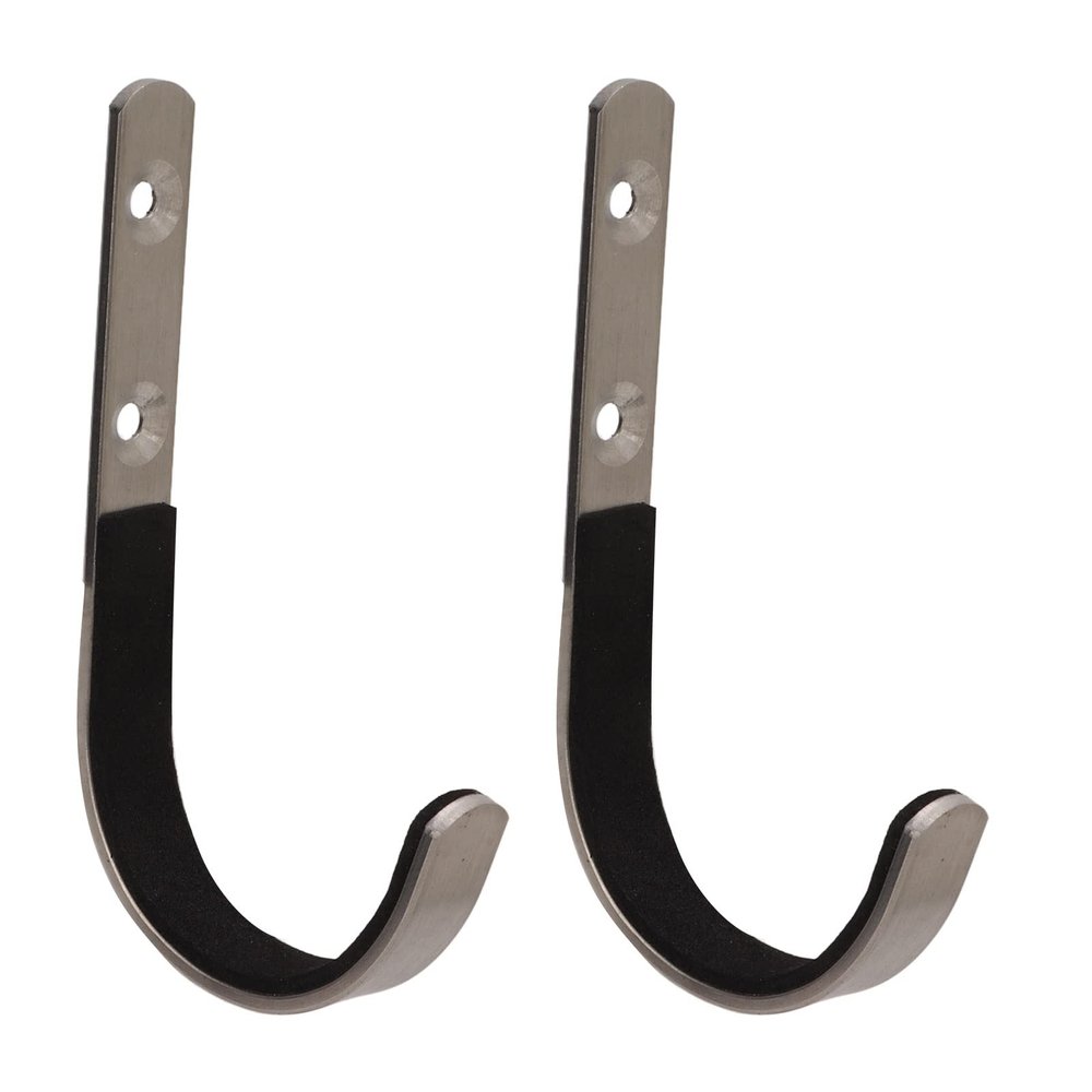 CDQL 2PCS Heavy Duty Stainless Steel J Hook - Wall Mount Hangers Storage Rack - for Archery Bow with Soft Padding Hunting Equipment