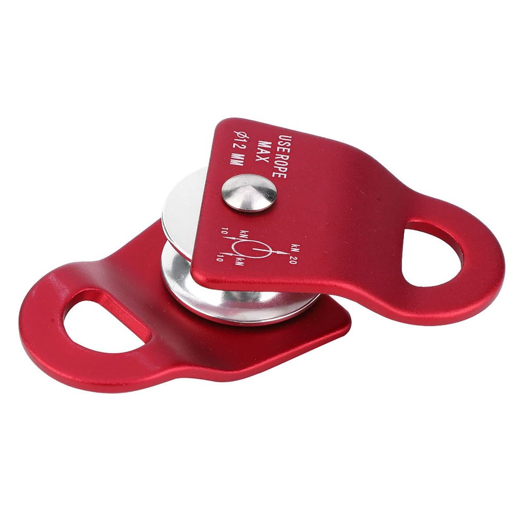 Outdoor Metal Carabiner with Downhill Side Swing Pulley, for Rock Climbing and Mountaineering Activities (Red)