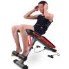 GeRRiT Sit-ups Workout Bench, Adjustable Dumbbell Bench, Weight Bench, Compact Flat Board Preacher Curl for Abdomen Crunch Exercise Bench, Multifunction Ab Workout Equipment With Fitness Rope, Black