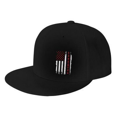 Joisbs Arborist American Flag Classic Unisex Sun Hat with Flat Brim - Adjustable and Stylish for Outdoor Adventures! Black