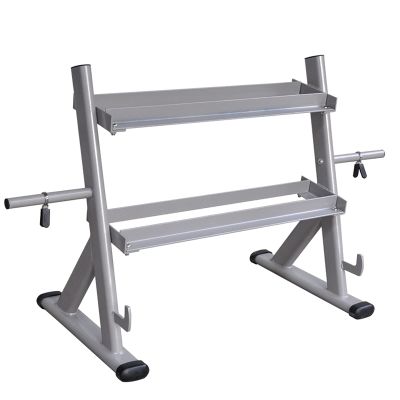 2 Tier Dumbbell Rack, Weight Plates Storage and Horizontal Barbell Bar Rack, All in One Dumbbell Rack, Weight Rack for Dumbbells
