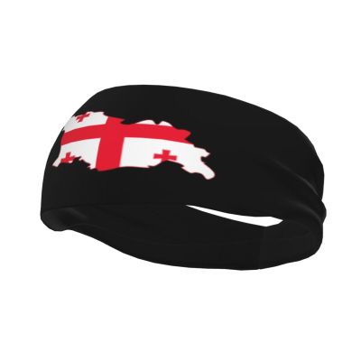 Flag Map of Georgia Headbands for Women Men Breathable Sports Headband Outdoor Interior Sports Wicking Hair Ties Leisure Hair Bands