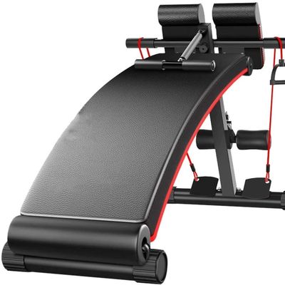 GeRRiT Sit-Up Dumbbell Bench Roman Chair, Weight Bench Adjustable Workout Bench Home Auxiliary Abdomen, with Drawstring and Spring Booster Foldable Multi-Range Adjustment