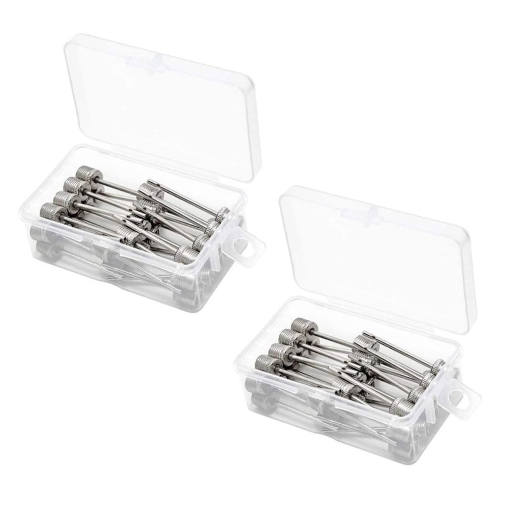 BESPORTBLE 180pcs Stainless Steel Inflating Needles with Storage Box Air Pump Nozzle for Sports Yoga Inflatable Toys Fast Inflation Adapter for Basketball Soccer Rugby