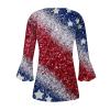 4Th Of July Stars Stripes Womens Button Down Shirt Short Sleeve Petal Sleeve V Neck Tshirts Pleated 3/4 Sleeve Tunic Boho Flower Flowy Tops For Women Gradient Print Summer 3/4 Sleeve T Shirt 2024 view 2
