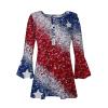 4Th Of July Stars Stripes Womens Button Down Shirt Short Sleeve Petal Sleeve V Neck Tshirts Pleated 3/4 Sleeve Tunic Boho Flower Flowy Tops For Women Gradient Print Summer 3/4 Sleeve T Shirt 2024 view 3