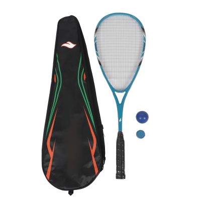 Zunate Squash Racket, Carbon Aluminium Alloy Integrated Lightweight Sports Beginner Squash Racket Set for Gym School Playgrounds (Blue)