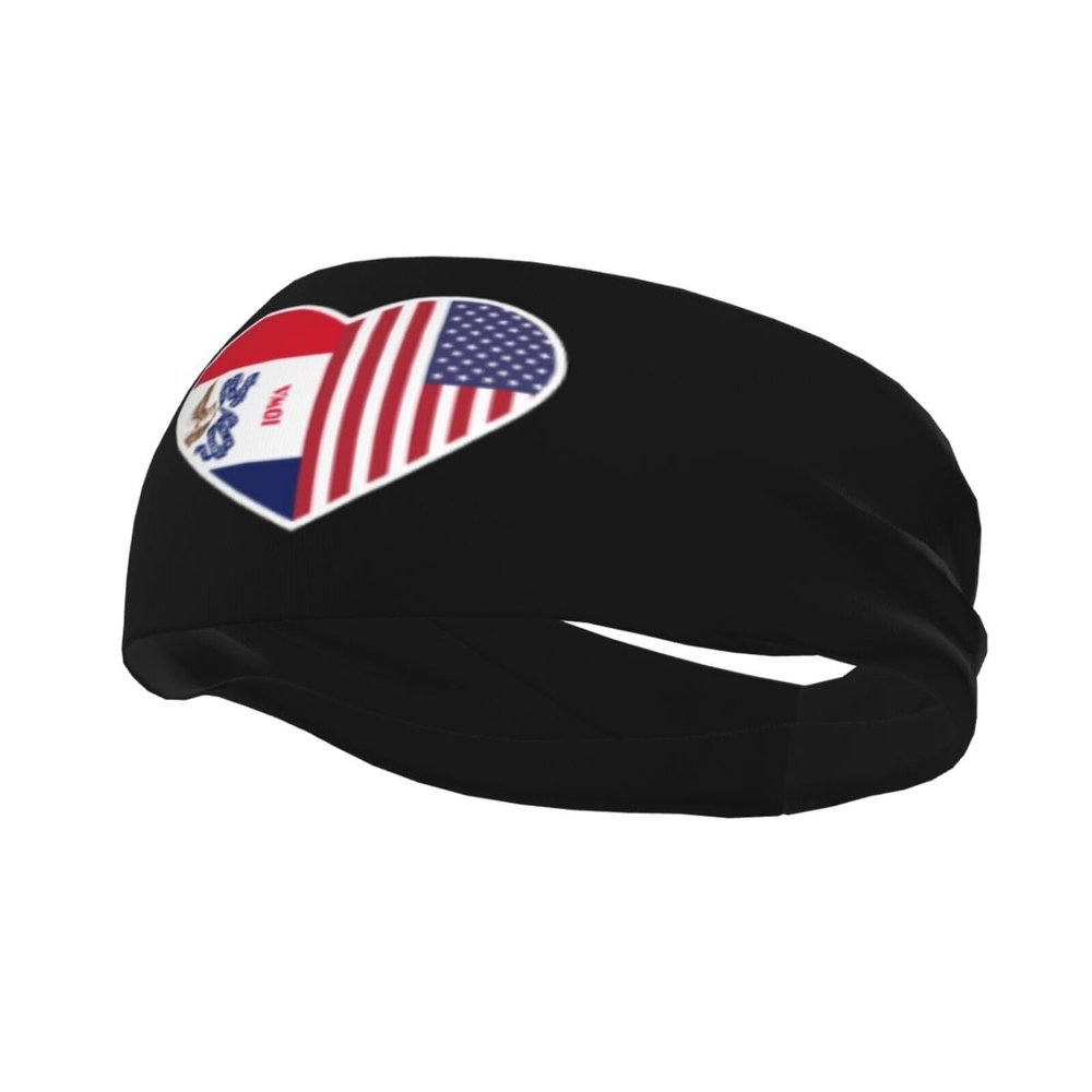 I Love America and Iowa Headbands for Women Men Breathable Sports Headband Outdoor Interior Sports Wicking Hair Ties Leisure Hair Bands