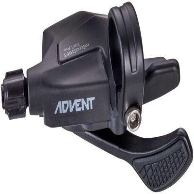 microSHIFT Advent Trail Trigger Pro E-Bike Right Shifter - 1 x 9-Speed, Single-Click, Silicone Thumb Pad, Advent, Black