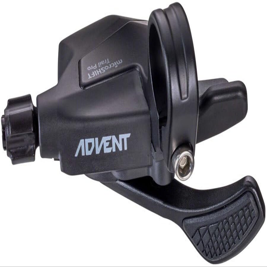 microSHIFT Advent Trail Trigger Pro E-Bike Right Shifter - 1 x 9-Speed, Single-Click, Silicone Thumb Pad, Advent, Black