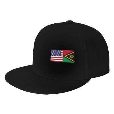Joisbs America Vanuatu Friendship Flag Classic Unisex Sun Hat with Flat Brim - Adjustable and Stylish for Outdoor Adventures! Black
