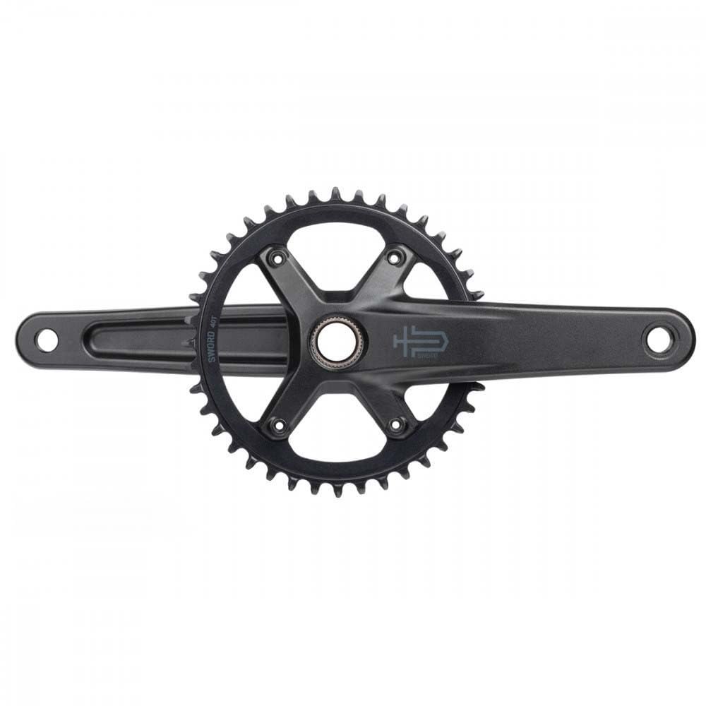 microSHIFT Sword 1x Crankset - 172.5mm, 10-Speed, 40t, 110 Asym BCD, 24mm Spindle, Black, Gray