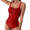 Generic Tummy Control Swimwear Womens One Piece Swimsuit Slimming Swimwear Vintage Swimsuit Womens Ruched Push Up Bathing Suit Red, Medium view 1