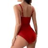 Generic Tummy Control Swimwear Womens One Piece Swimsuit Slimming Swimwear Vintage Swimsuit Womens Ruched Push Up Bathing Suit Red, Medium view 3