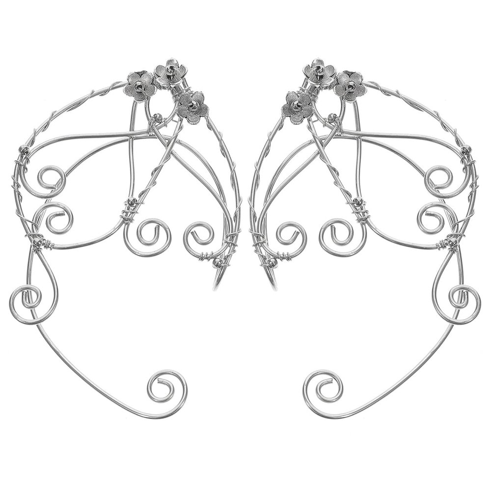 GALPADA 2pcs Fashionable Fairyism Ear Cuffs for Women Stylish Copper Clip Earrings No Piercing Required for Parties and Everyday Wear Elegant Ear Accessories Silver