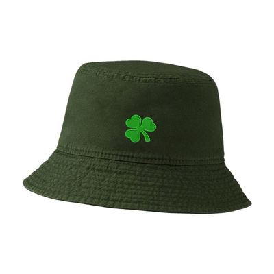 Juiwuerqi Women Bucket Hats for Men Irish Shamrock Embroidered Unisex Bucket Hat Outdoor Fishing Hat (7 1/4,Green)