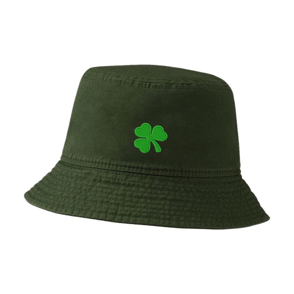 Juiwuerqi Women Bucket Hats for Men Irish Shamrock Embroidered Unisex Bucket Hat Outdoor Fishing Hat (7 1/4,Green)