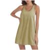 V Neck Dress for Women Summer Casual T Shirt Dresses Beach Cover up Tank Dress Sleeveless Loose Fit Flowy Mini Dress Khaki view 1